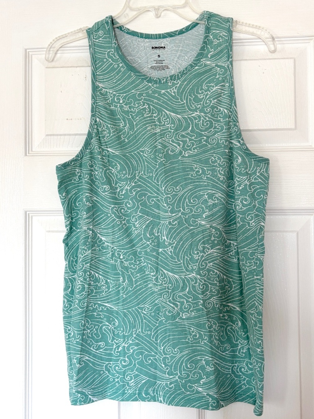 NWOT Sonoma Tank Top Aqua Waves Tropical Size Small